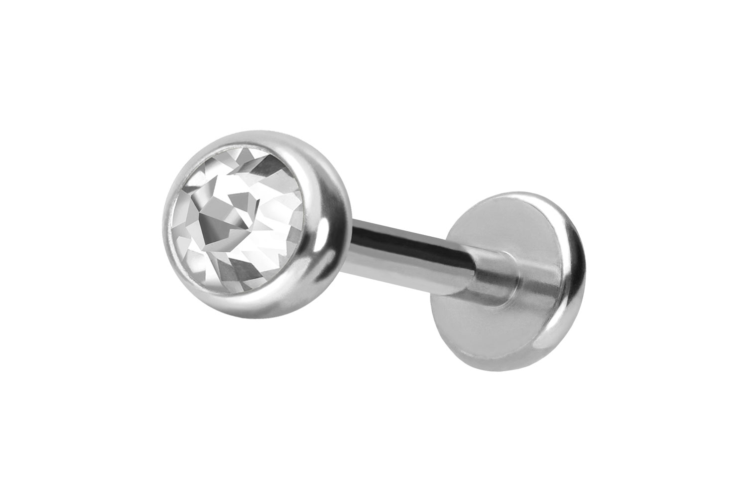 Titan Labret Piercing mit Push Fit KRISTALL